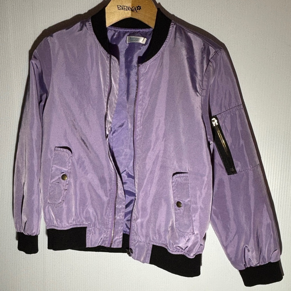 Purple Bomber Jacket with Black Accents